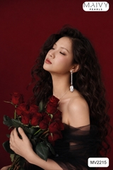 MV2215 - Bông Tai Ngọc Trai Tròn Mix Trai Baroque Màu Trắng Dáng Dài