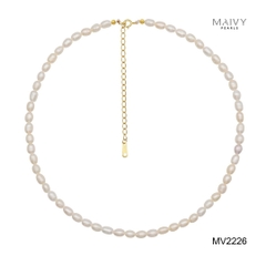 MV2226- Set dây chuyền đôi trai gạo 5li mix 9li