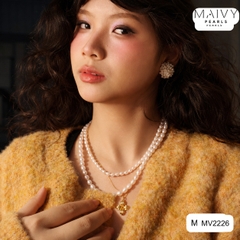 MV2226- Set dây chuyền đôi trai gạo 5li mix 9li.