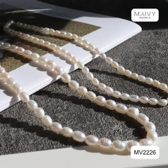 MV2226- Set dây chuyền đôi trai gạo 5li mix 9li