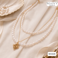 MV2226- Set dây chuyền đôi trai gạo 5li mix 9li.