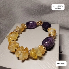 MV2253 - Lắc tay thạch anh vàng mix đá tím