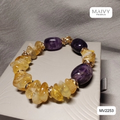 MV2253 - Lắc tay thạch anh vàng mix đá tím