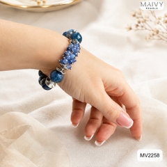 MV2258- Dây chuyền , Lắc Tay Đá Thạch Anh Xanh Biển Mix Chùm