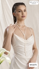 MV2275- Dây chuyền trai trắng dài mix 2 đầu Ngọc Baroque