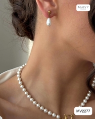 MV2277- Set dây chuyền và bông tai trai trắng Lumi Pearl