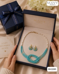 MV2285 - DÂY CHUYỀN ĐÁ LAM NHÍ 3 SỢi