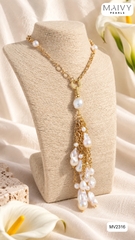MV2316 - Dây chuyền bạc 925 mạ vàng 18k mặt chùm ngọc trai baroque trắng có thể tháo rời