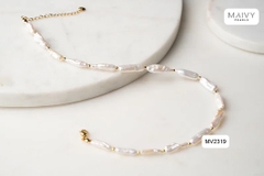 MV2319 - Dây chuyền ngọc trai baroque hạt dài màu trắng