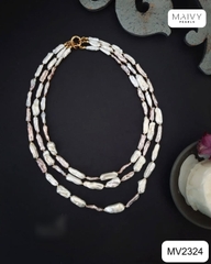 MV2324 - Dây chuyền ngọc trai baroque hạt dài màu trắng dài 120cm quấn 3 vòng