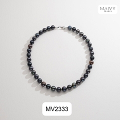 MV2333 - Dây chuyền ngọc trai tròn màu lông công sz 7-8mm kèm mặt