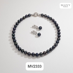 MV2333 - Dây chuyền ngọc trai tròn màu lông công sz 7-8mm kèm mặt
