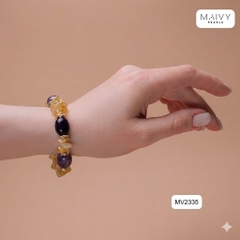 MV2253 - Lắc tay thạch anh vàng mix đá tím