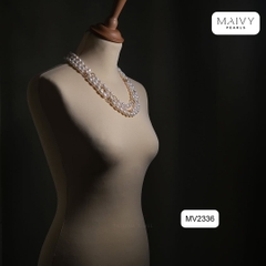 MV2336- Set dây chuyền, lắc tay, bông tai trai gạo trắng 9li mix charm