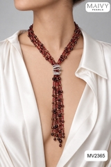 MV2365- Dây chuyền mix 3 sợi đá thạch lựu Garnet Aurora
