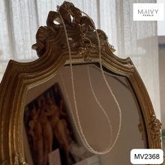 MV2368 - Set dây chuyền ngọc trai gạo nhí và dây bắp nhí màu trắng dài 40cm