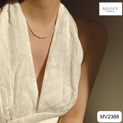 MV2368 - Set dây chuyền ngọc trai gạo nhí và dây bắp nhí màu trắng dài 40cm