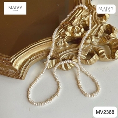 MV2368 - Set dây chuyền ngọc trai gạo nhí và dây bắp nhí màu trắng dài 40cm