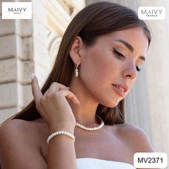 MV2371 - Set ngọc trai gạo size 4mm màu trắng gồm dây chuyền, lắc tay, bông tai