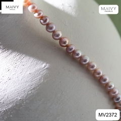 MV2372 - Set ngọc trai gạo size 4mm màu hồng ánh tím gồm dây chuyền, lắc tay, bông tai