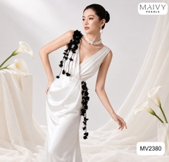 MV2380 - Set lắc tay ngọc trai gạo 4 sợi màu cam,xám và bông tai ngọc trai barroque hồng ánh tím
