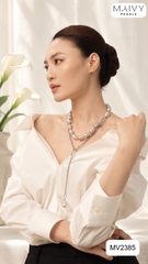 MV2385- Set ngọc trai baroque màu lông công gồm dây chuyền và bông tai