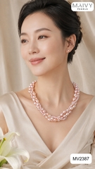 MV2387 - Dây chuyền 3 sợi đan xéo Baroque mix trai bắp