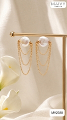 MV2388 - Bông tai ngọc trai baroque cúc áo mix phụ kiện bạc 925 mạ vàng 18k 2 màu trắng/hồng ánh tím