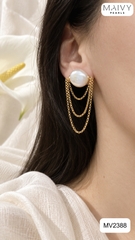 MV2388 - Bông tai ngọc trai baroque cúc áo mix phụ kiện bạc 925 mạ vàng 18k 2 màu trắng/hồng ánh tím