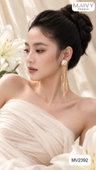 MV2392 - Bông tai Baroque mix nhiều sợi thả dài Tuyết Vũ