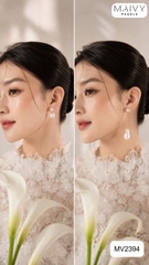 MV2394 - Bông tai Baroque trắng ánh xà cừ gồm 2 phiên bản dáng thả dài và dáng ngắn