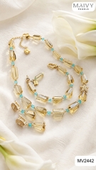 MV2442 - Set dây chuyền, lăc tay, bông tai đá thạch anh vàng Golden Aura
