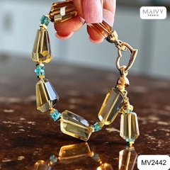 MV2442 - Set dây chuyền, lăc tay, bông tai đá thạch anh vàng Golden Aura