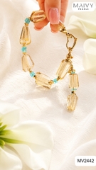 MV2442 - Set dây chuyền, lăc tay, bông tai đá thạch anh vàng Golden Aura
