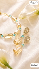 MV2442 - Set dây chuyền, lăc tay, bông tai đá thạch anh vàng Golden Aura