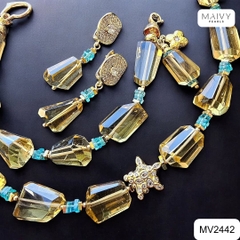 MV2442 - Set dây chuyền, lăc tay, bông tai đá thạch anh vàng Golden Aura