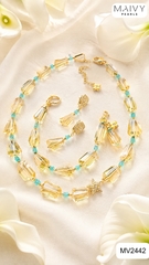 MV2442 - Set dây chuyền, lăc tay, bông tai đá thạch anh vàng Golden Aura