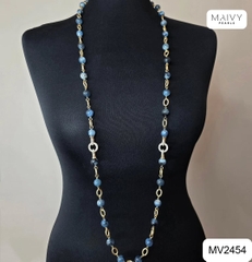 MV2454 - Dây chuyền đôi đá xanh tự nhiên mix nhiều phong cách