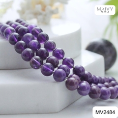 MV2484 - Lắc tay thạch anh tím hạt tròn 3 sợi size hạt 6-7mm