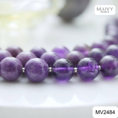 MV2484 - Lắc tay thạch anh tím hạt tròn 3 sợi size hạt 6-7mm