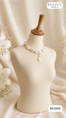 MV2505 - Dây chuyền ngọc trai baroque chữ nhật trắng mix phale có mặt dáng chocker