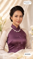MV2529 - Set ngọc trai trắng mix đá thạch anh tím kết chùm mặt gồm dây chuyền/lắc tay/bông tai