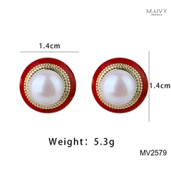 MV2579 - Bông tai ngọc trai trắng hình trứng phụ kiện đế bạc 925 mạ vàng 18k.
