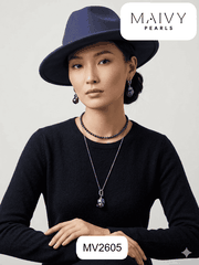 MV2605 - set dây chuyền trai gạo, bông tai trai Baroque ánh lông công
