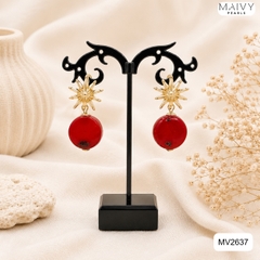 MV2637 - Set san hô đỏ tự nhiên gồm dây và bông tai
