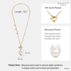 MV2644 - Dây chuyền bạc 925 mạ vàng 18k khóa T mặt nhấn ngọc trai baroque trắng