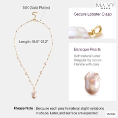 MV2645 - Dây chuyền bạc 925 mạ vàng 18k đính ngọc trai trắng tròn 5mm nhấn mặt ngọc trai baroque