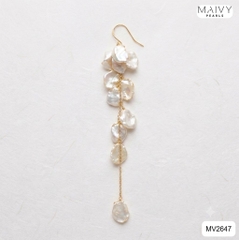 MV2647 - Bông tai ngọc trai trắng keshi dáng dài