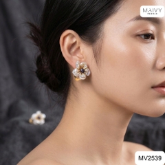 MV2539 - Bông tai ngọc trai keshi kết hoa dáng kẹp