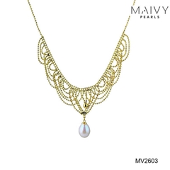MV2603 - Dây chuyền bạc 925 mạ vàng 18k dáng alizabet nhấn 1 viết ngọc trai trắng